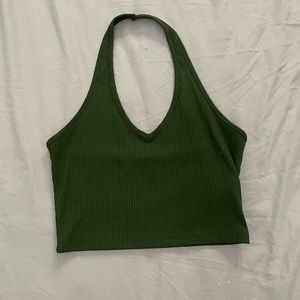 dark green halter crop top